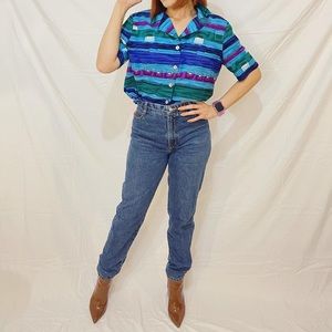 Blue, Turquose and magenta vintage top